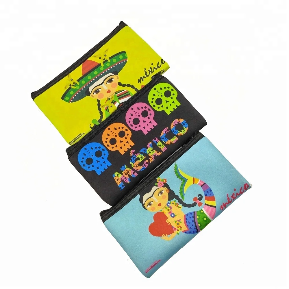 Custom Full Color Print Sublimation Neoprene Pencil Bag Pen Pouch Case