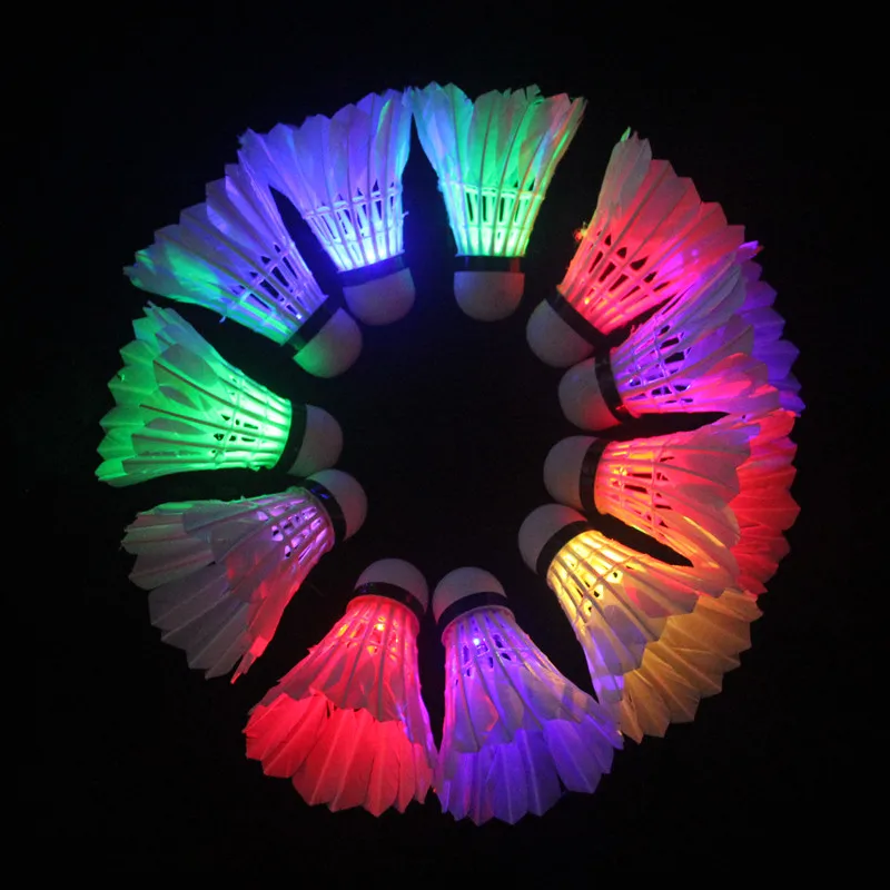 Shinning badminton Shuttlecock With Led Light Colorful Dark Night LED Badminton Birdies Glow In Dark Colorful Flash Shuttlecock