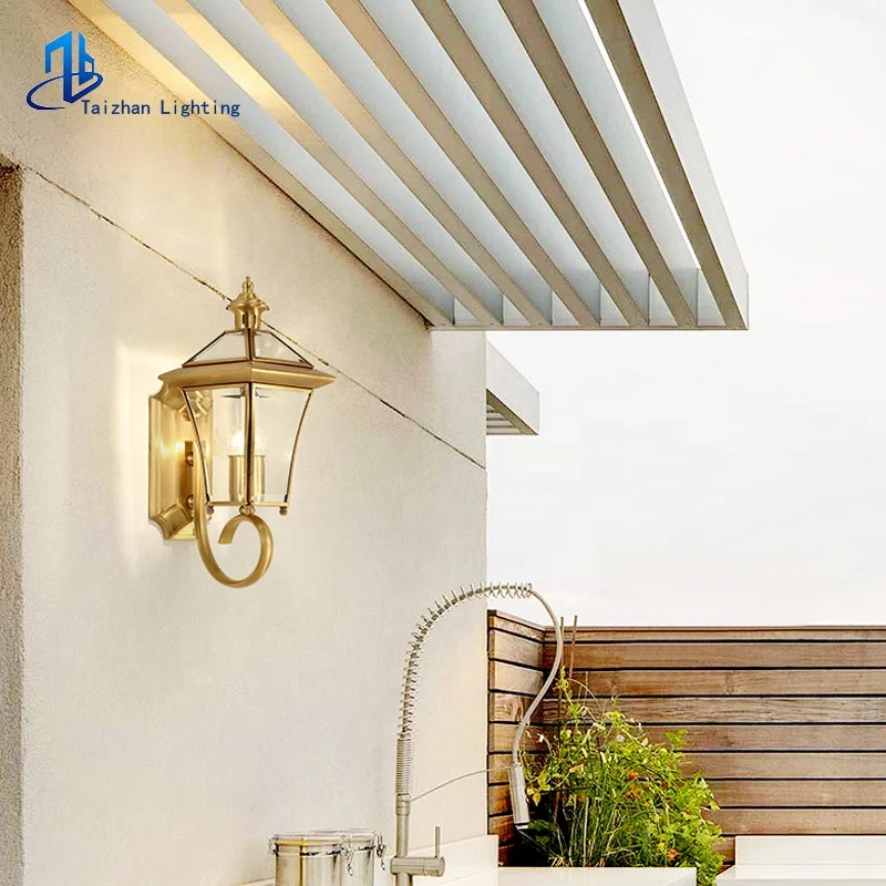 Wall led lights outdoor waterproof hotel room wall light full brass wall lamp k9 glass decorative lighting