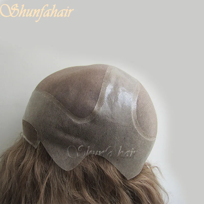 Lace with PU around base long hair Full head toupee for men