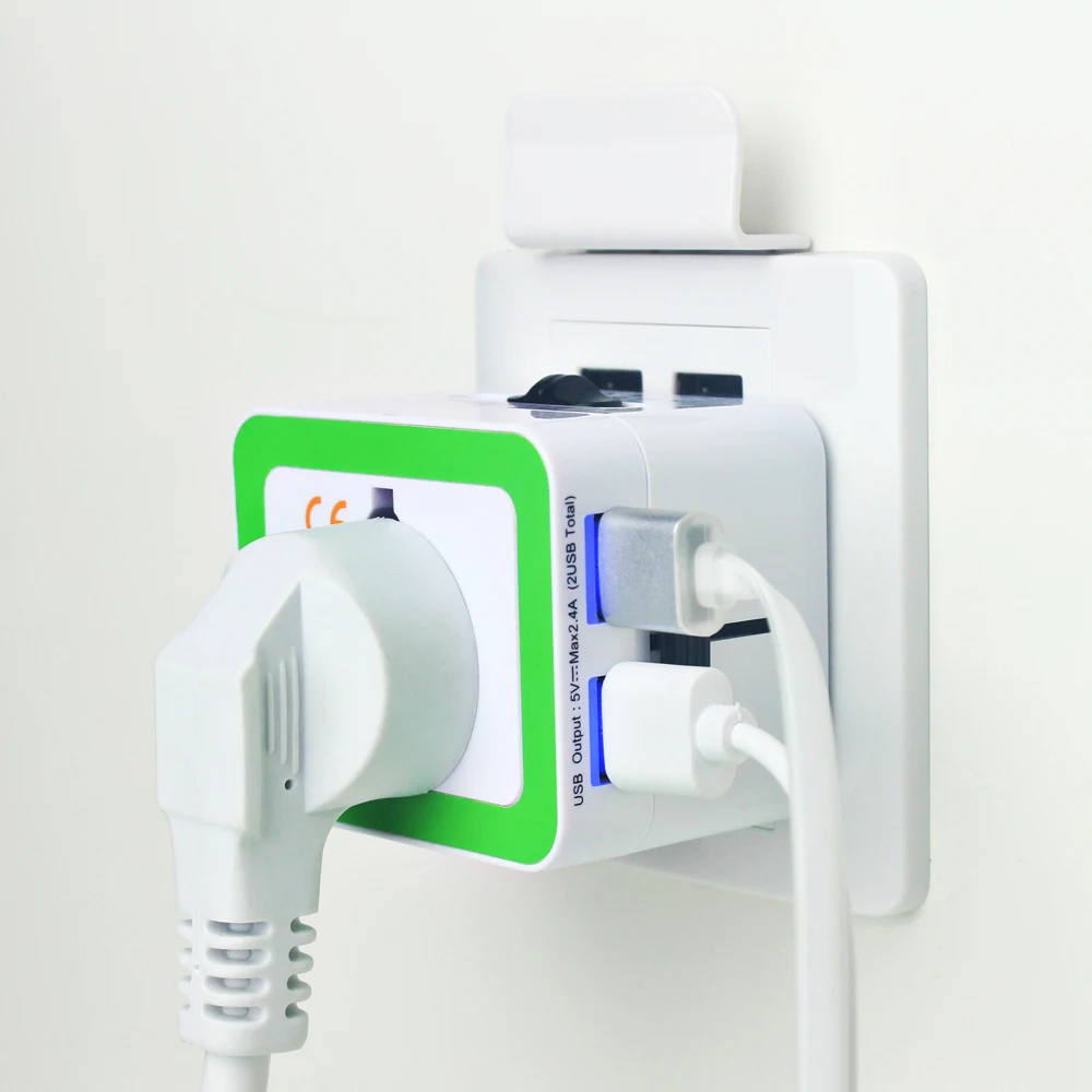 Universal Adapter plug with usb port 5v, 2.4A  UK/US/AU/EU