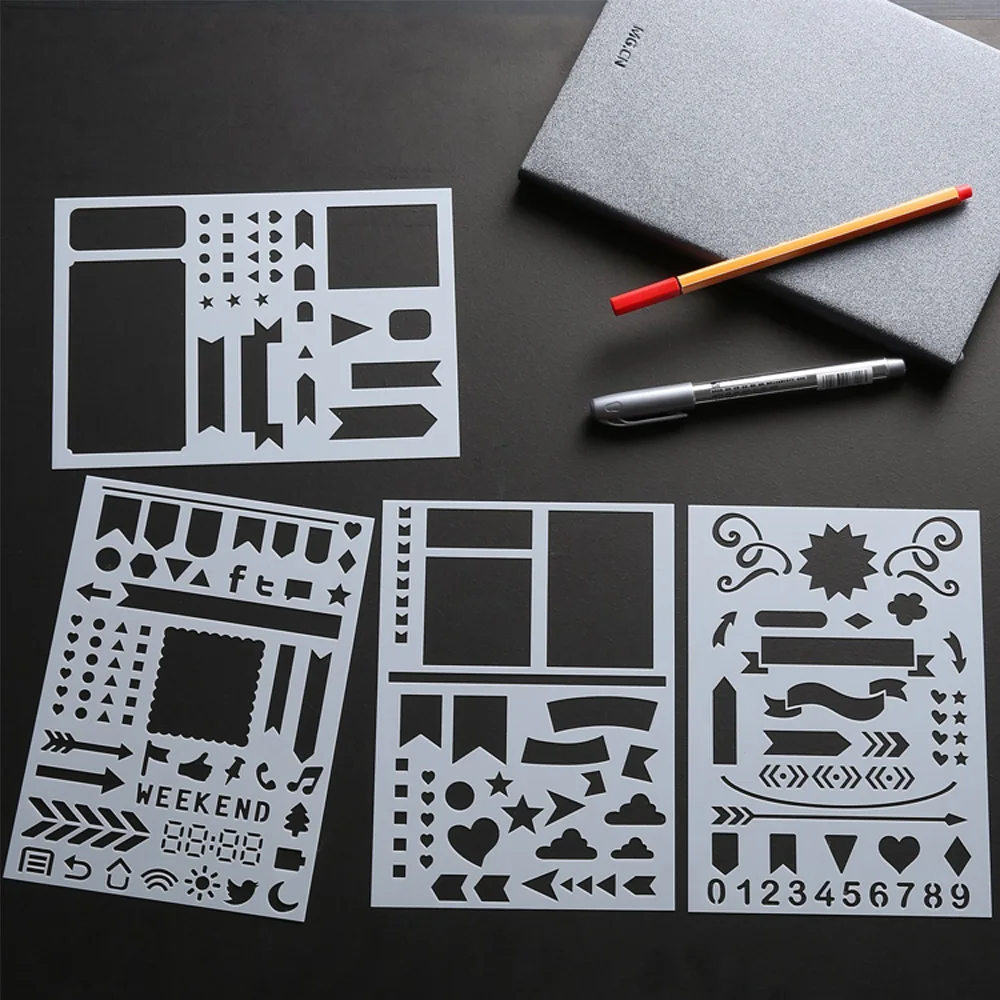 Mini design white stencil plastic sheet for drawing