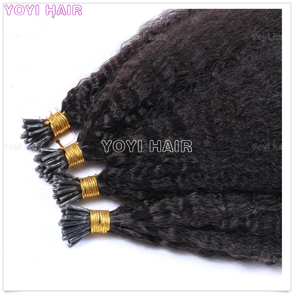 Brazilian human hair weave No shedding 100% Positive feedback kinky straight I tip Hair extension