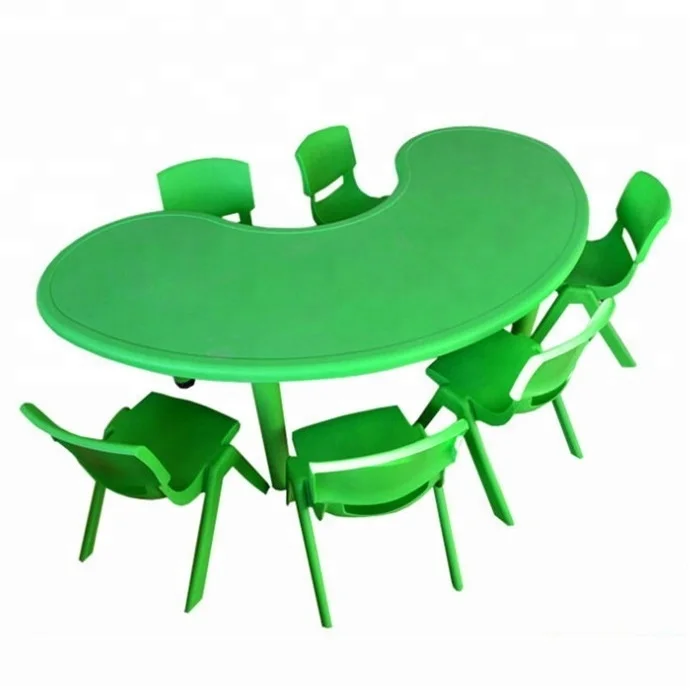 China Factory Supplier Wholesale plastic cheap children nursery Square Moon kindergarten table and chairs