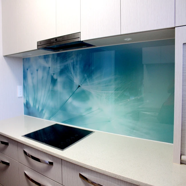 5mm colored silk screen printed splashback full tempered glass back splash for kitchen
