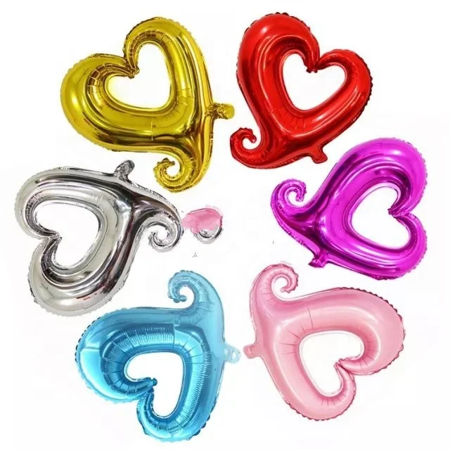 18inch  hollow heart shape hook tail team bride balloon helium gas heart foil balloon for wedding party decorations