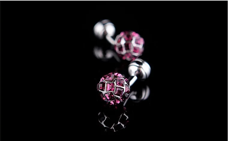 French pink/blue/white crystal copper plated ball shape mens/womens suit shirt custom/bulk cufflinks cufflink/cufflink boxes