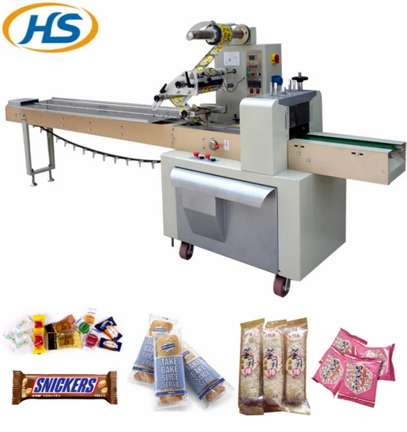 Automatic horizontal  high efficient instant noodle/cakes/snack food  pillow wrappe flow packing machine HS-Z100