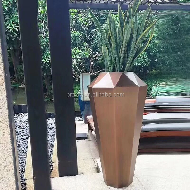 Outdoor rose gold home decor large indoor floor vase / plant pots