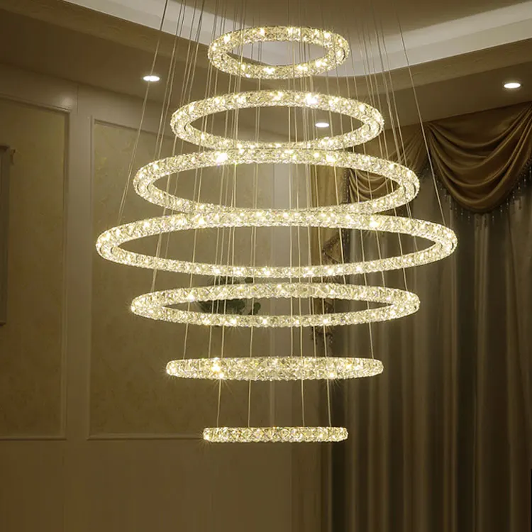 Big Chandelier pendant light crystal pendant light modern simple villa living room warm engineering lamps for hotel lobby