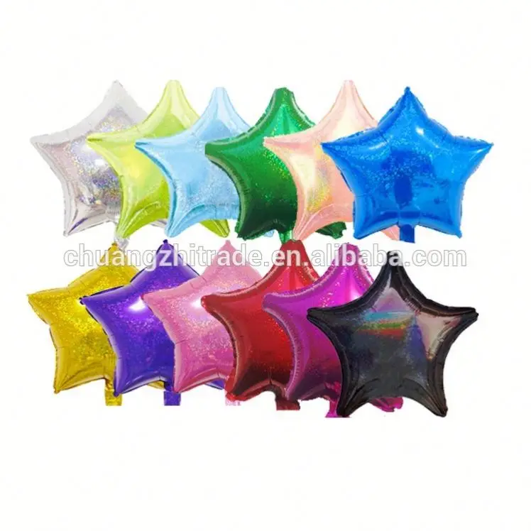 CY new products 2019 star shaped chinese inflatable toy 10 inch laser foil glitter balloons