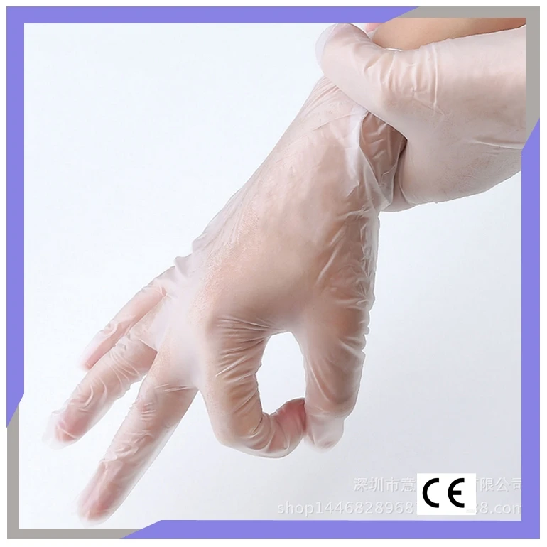 Flexible Oil Resistant Food Handling Vinyl Disposable Gloves Food Grade