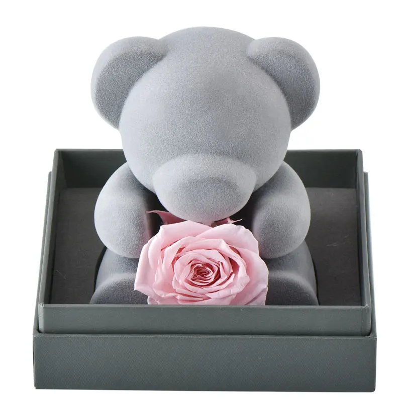 
New Products Cute Teddy Bear Rose with Preserved Fresh Eternal Rose Flower For valentine Gift 