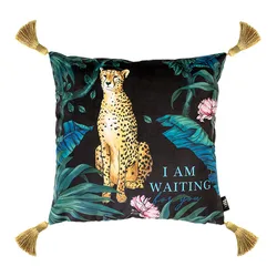 American style Forest Restaurant Sofa Square Cushion Short Furry Comfortable Leopard Pillow Cover with tassels(BY12-B10016)