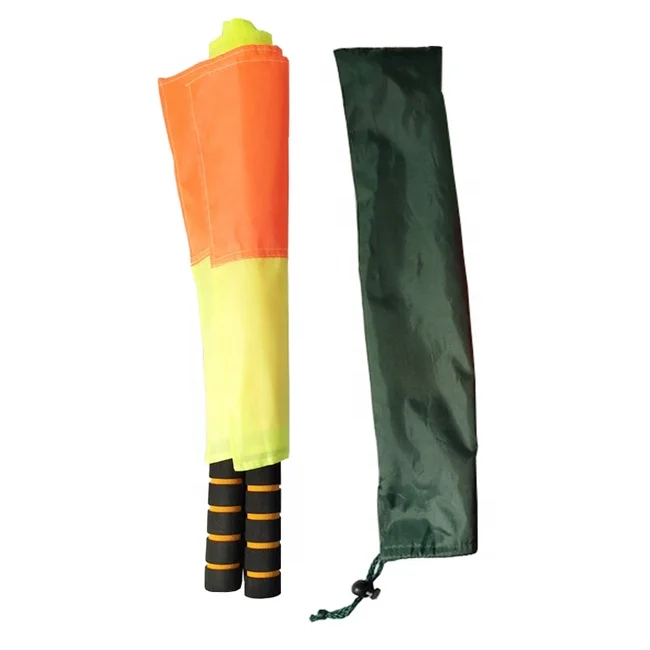 factory supply custom referee kit polyester checkered flag stainless steel stick referee flag soccer