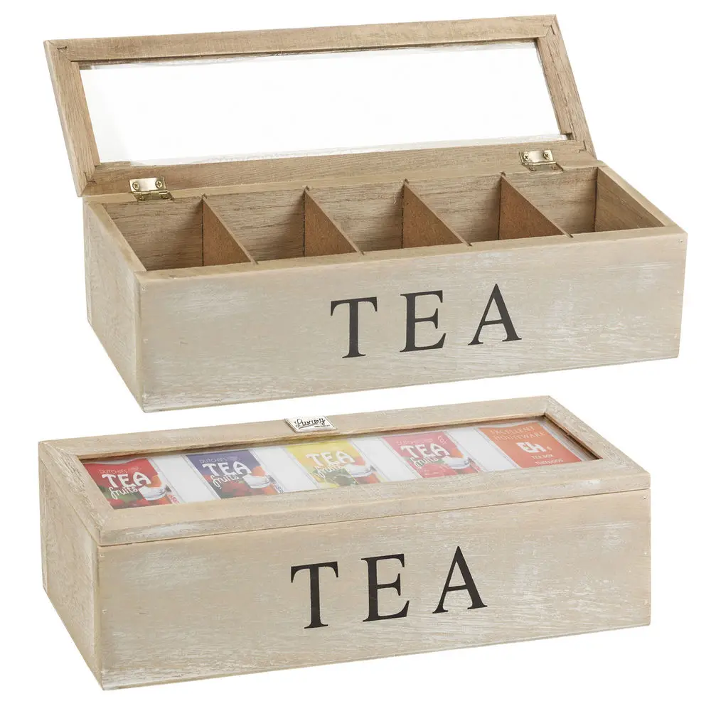 
Customized Natural Unfinished Compartment Wooden Tea Packaging Box 