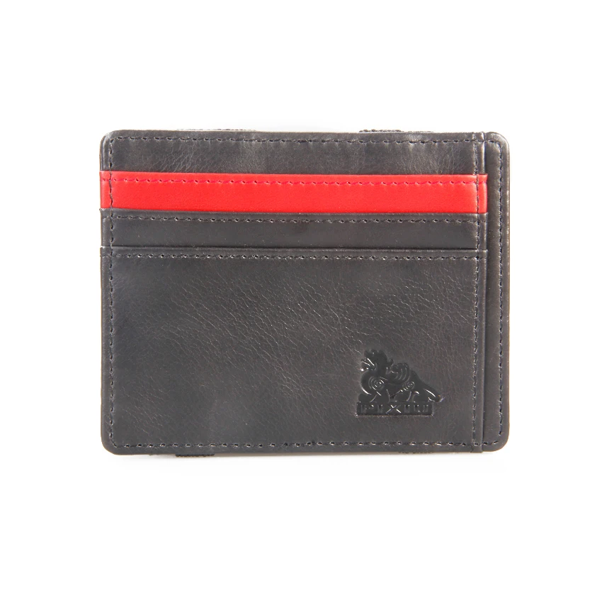 Factory New Arrival Full Grain Black Leather Magic Wallet Magic Card Holder Wallets With Coin Pocket