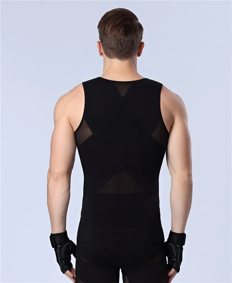 Quick dry and sweat easy slimming mens body shaper vest with zipper for losing weight
