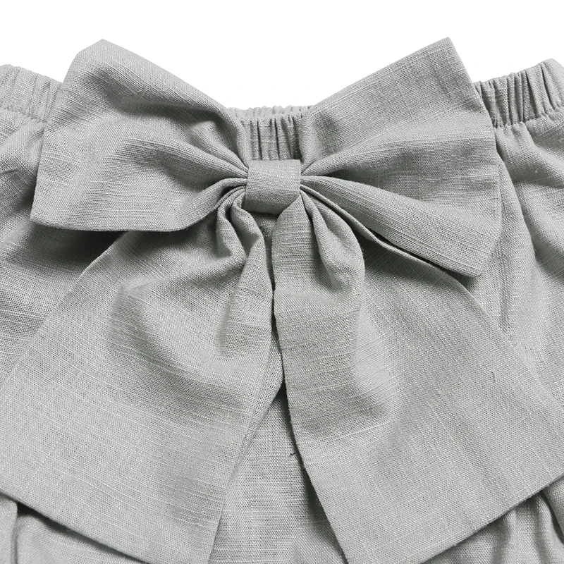
Wholesale Cute Infant Clothes 2Colors Linen Big Bow Front Girl Summer Shorts 