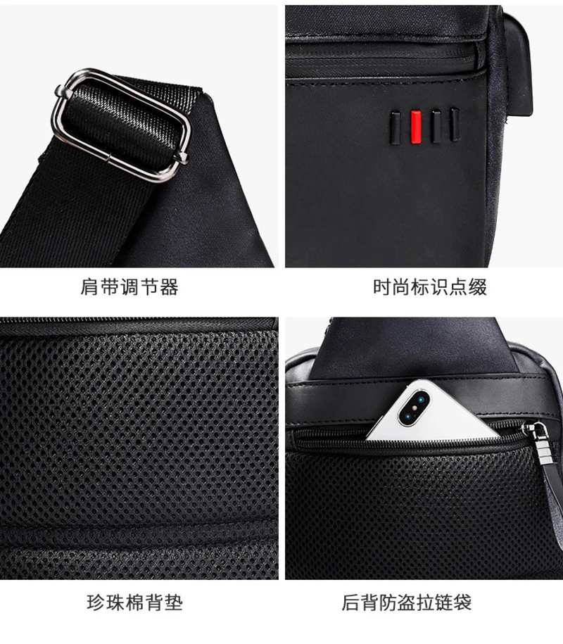 Arctic Hunter 2018 new Anti Theft USB Charging Hole Crossbody Chest Bags Custom Packs Shoulder Bags