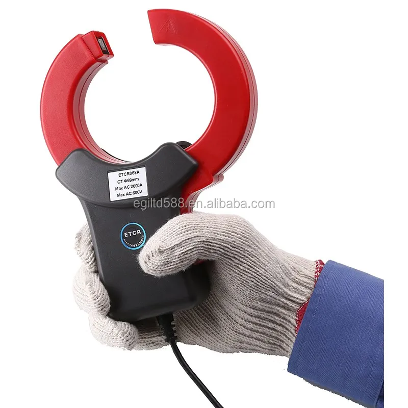 ETCR068A Датчик тока переменного тока с зажимом для измерения большого диапазона 0,0a ~ 2000A с бесконтактным тестовым зажимом, размер CT 68 мм