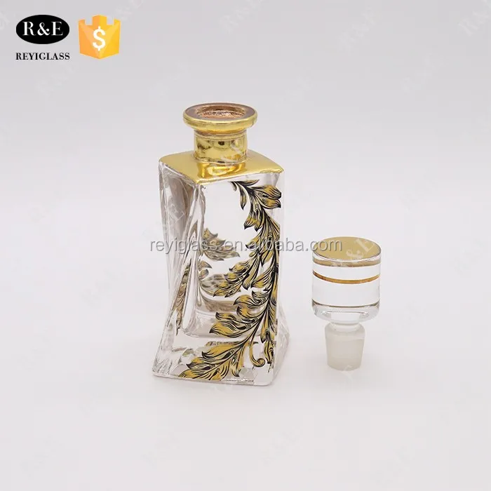 100ml golden display flower glass bottle decanter for oud oil perfume