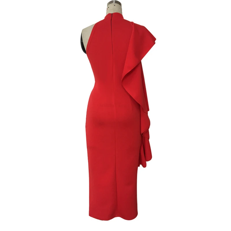 Oemtailor New female one side ruffle party Elegant Bodycon Dress