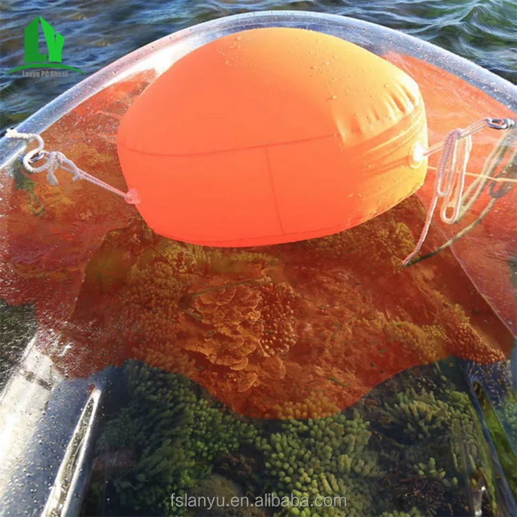 molded transparent glass bottom canoe kayak