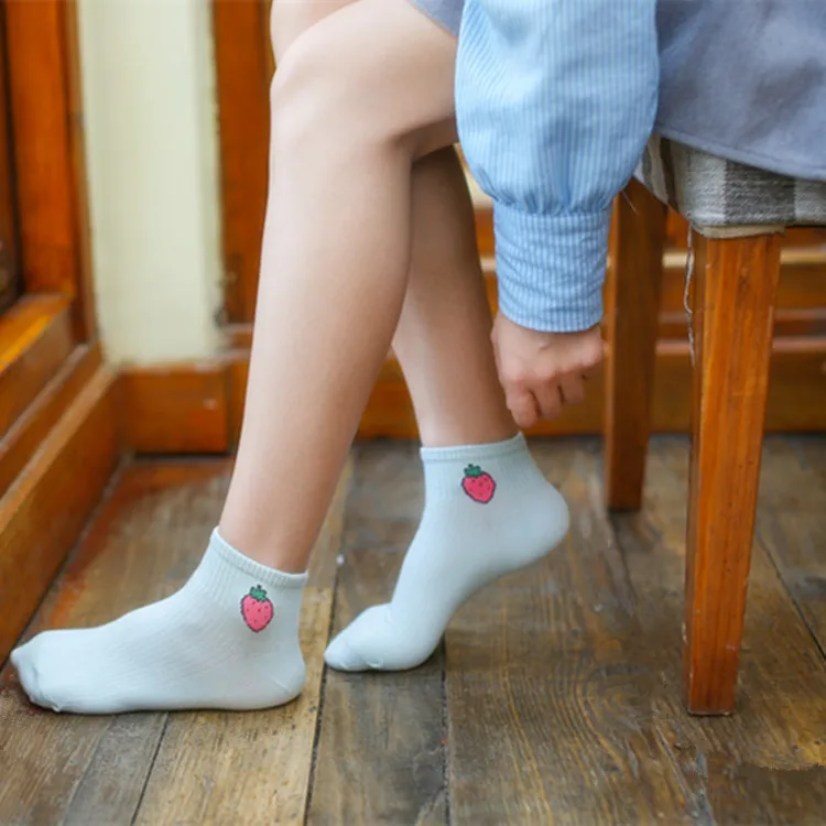 
UP GRAD Spring and summer cotton color fruit boat socks lovely lady socks 