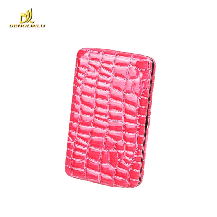 Metal frame flat women wallet