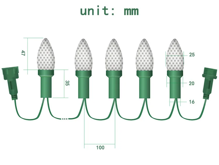 Wholesale C9 programmable WS2811 8mm rgb dc5v led pixel string christmas light led bulbs