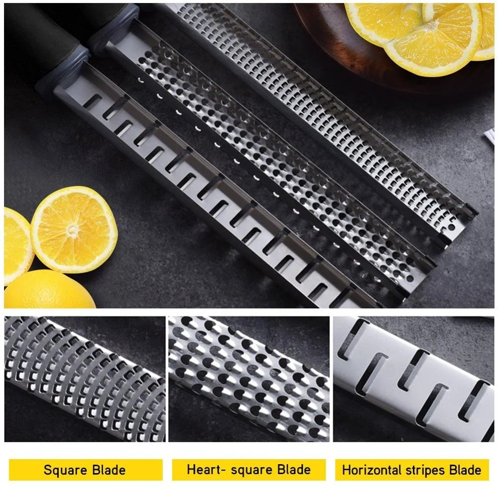 sharp Stainless Steel Citrus Lemon Zester & Cheese Grater Razor with Protective Cover, Dishwasher Safe