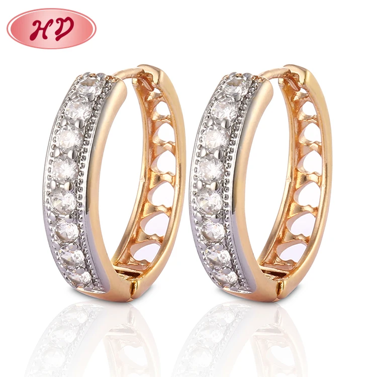 Arabic Style Simple Luxury Crystal Gold Earring Designs For Women