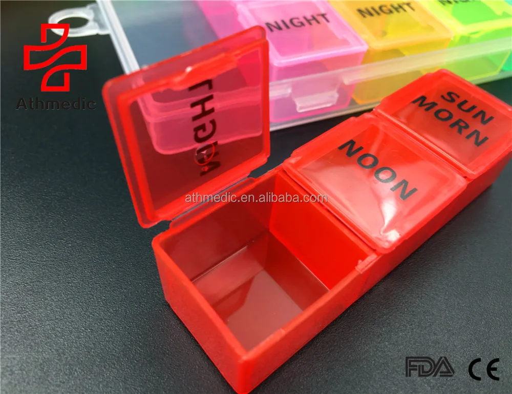 2022 Athmedic Еженедельный разделитель радужного цвета для пищевых продуктов, 21 кейс для таблеток, Органайзер