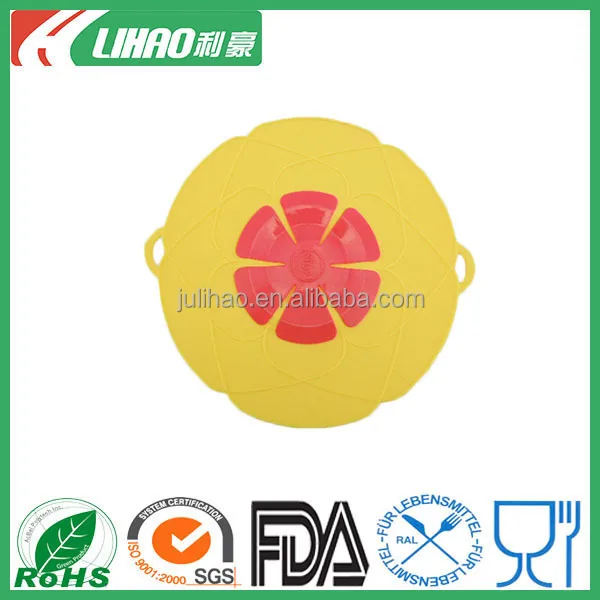 Reusable non-stick Silicone spill stopper lid with Food Grade standard