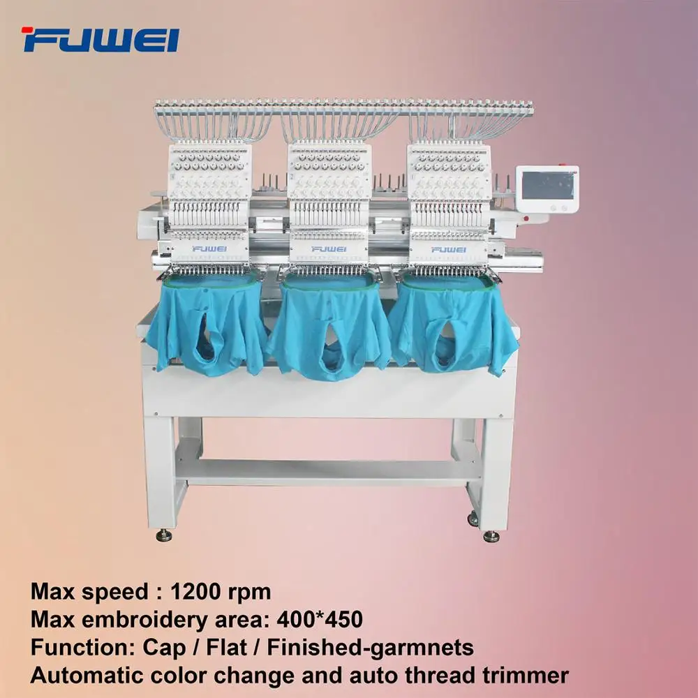 fuwei high quality computerized home use 3 head embroidery machine as tajima type with good price for cap design