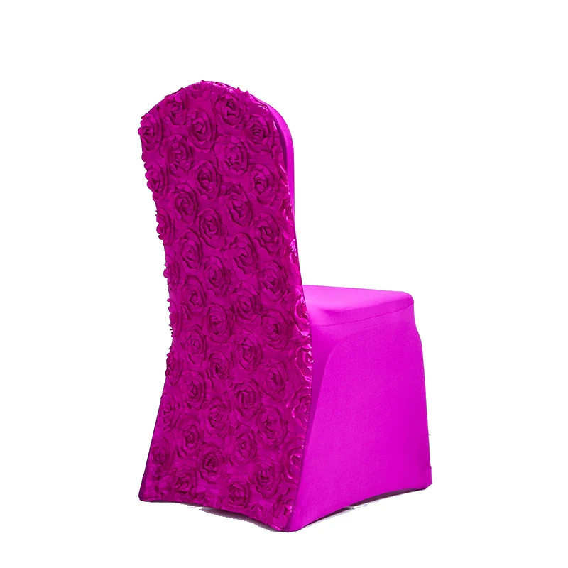 600349 Luxury Spandex 3D Flower Rose Lazy Removeable Chair Cover Damask Material Protective Banquet Wedding Seat Slipcover