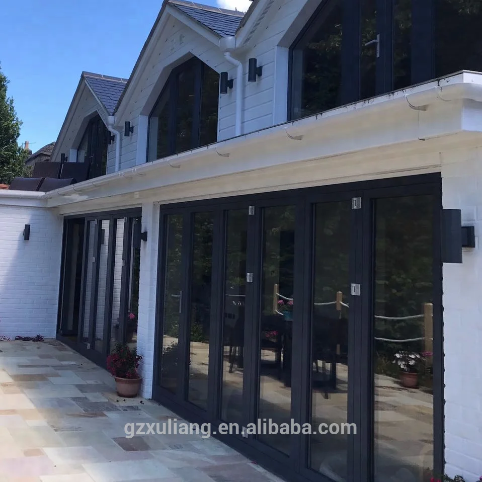
thermal break aluminium double glass balcony folding door 