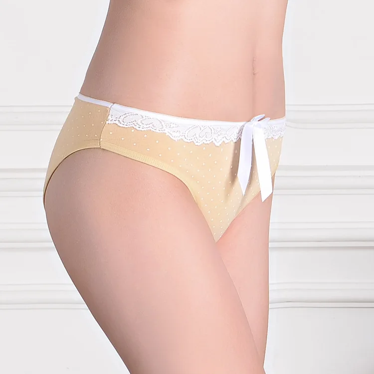 Breathable Pure Cotton Woman Underwear Dot Pattern Cute Girls Panties Bowknot Briefs