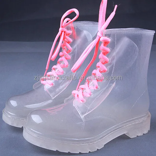 Модные полуботинки мартинсы из ПВХ прозрачные резиновые сапоги для женщин