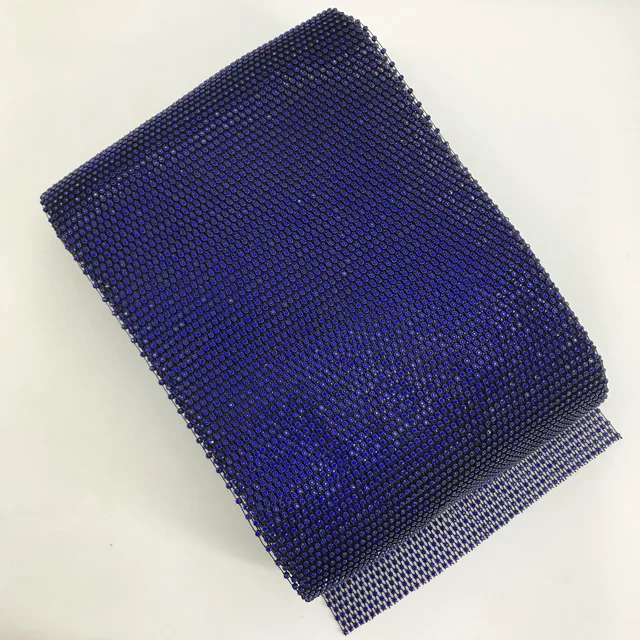 Sparking Plastic Elastic Rhinestone Mesh Fabric Crystal Diamond Mesh Trimming For Garment Shoes