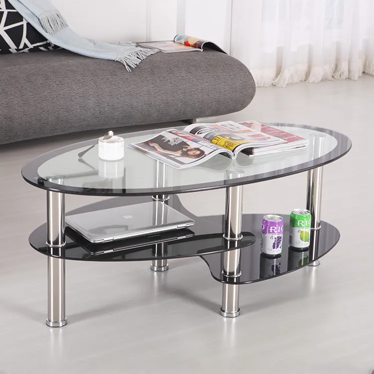Free sample round mirrored modern fancy bent glass top coffee table