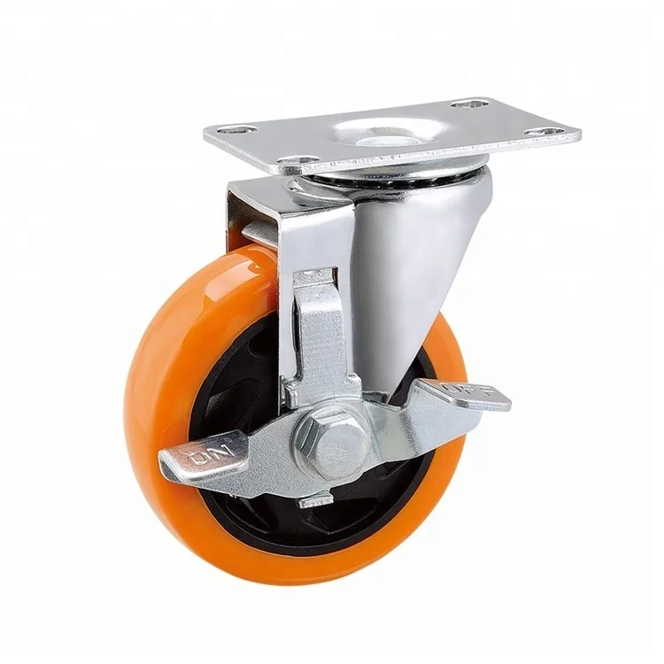 
Airport Trolley 3Inch Orange PU Caster Wheels 