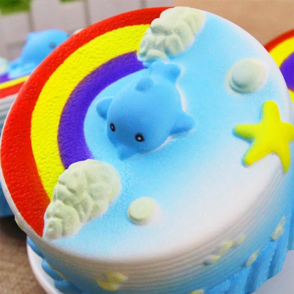 Squishy Slow Rising blue cake rainbow Cute Squishy Toy Cake Slow Rising Stress Reliever Toy squishy