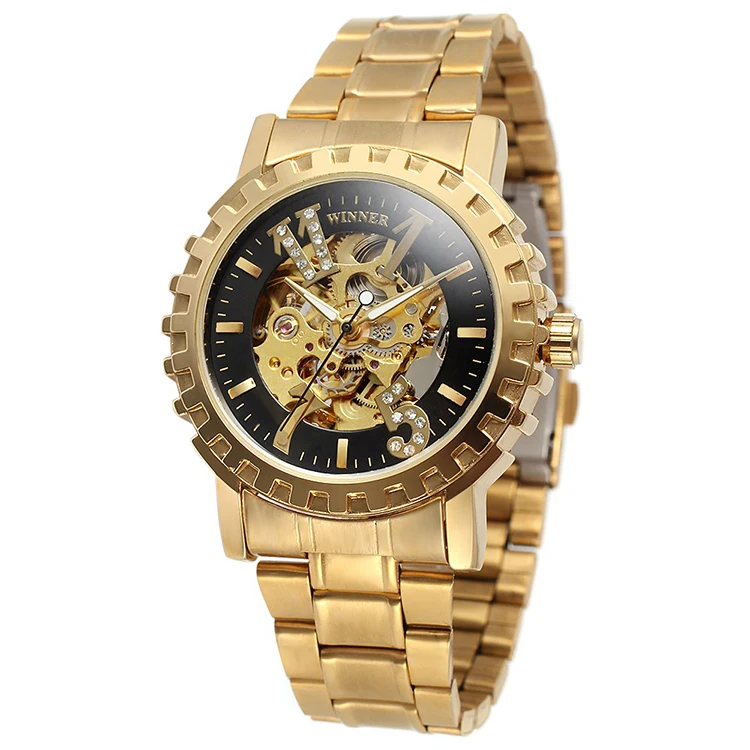 2017 New Design Winner Automatic Skeleton Watches For Girl Wholesale Automatic Women Gold Wristwatch SW3042