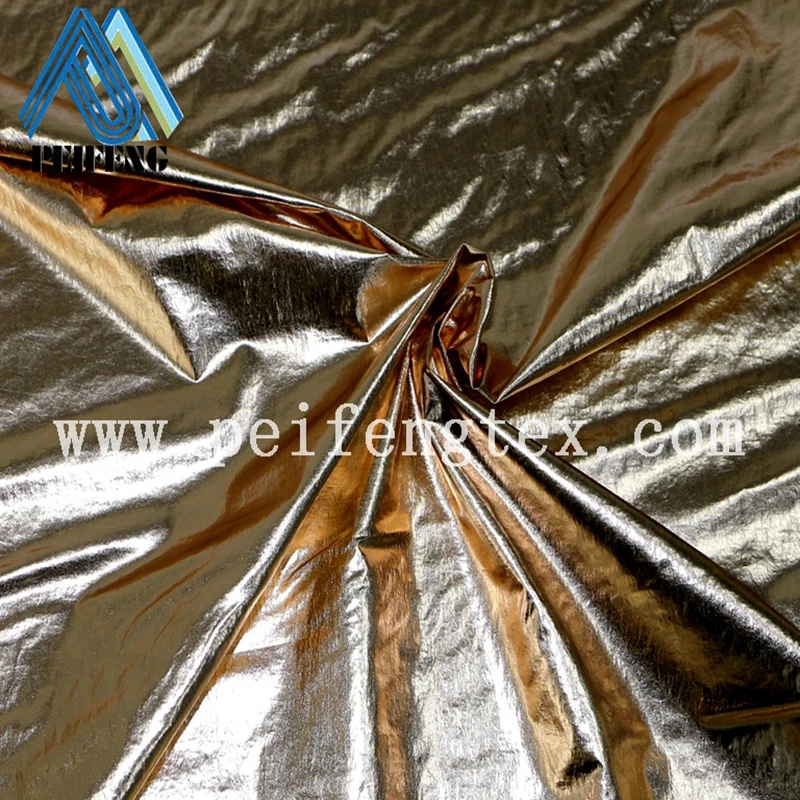 
NTPF2400 20D 400T 100% nylon foiled fabric gold taffeta for down jacket 