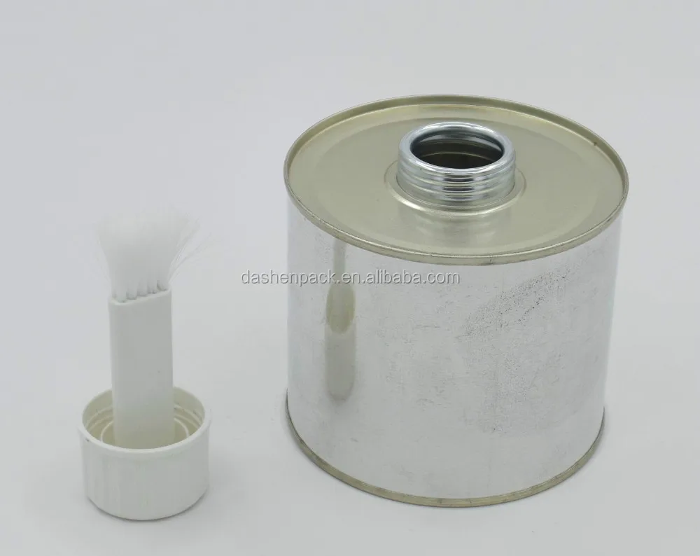 4oz Metal round Tin Can with Screw Top and Brush 100ml PVC Solvent Cement Tin Can Metal Glue Can with Dauber
