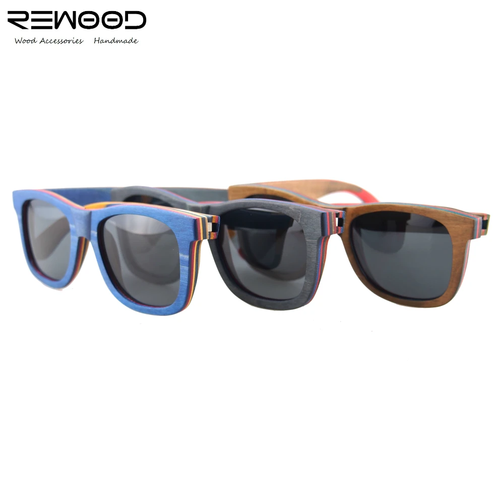 Wood Bamboo Eyewear  Handmade Cheap Skateboard Wooden Sunglasses With Case