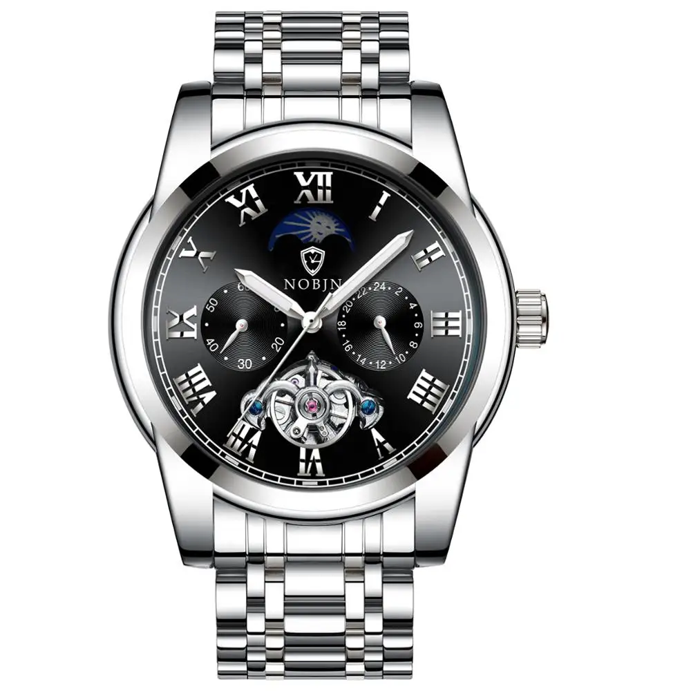 NOBJN wholesale  luxury automatic stainless steel watches for men wholesale fashion wristwatches