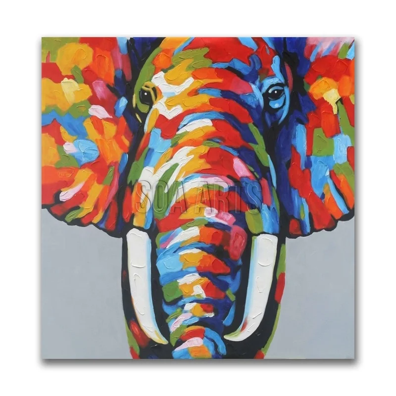 Handmade High Quality Elephant Animal Painting Canvas Wall Art